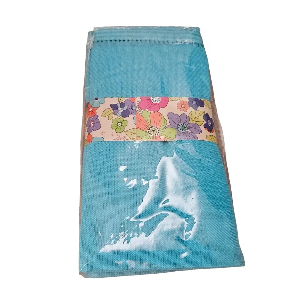 Cynthia Rowley‎ Tablecloth and Napkins Set 60 x 90 Oblong Blue Turquoise New